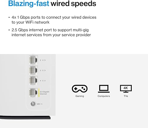 Miniatura 6 de Linksys Velop Pro 7 Sistema de malla WiFi  Un enrutador de tres bandas de malla cognitiva con velocidades de más de 10 Gbps  Cobertura para todo el
