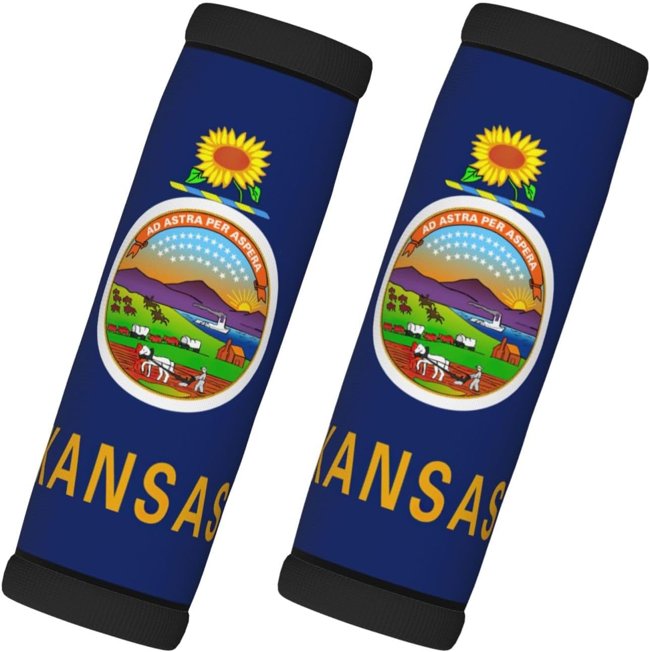 Kansas State Flag Print Neoprene Luggage Handle Wraps for Travel Handle Grip Luggage Identifier Suitcase 2Pcs