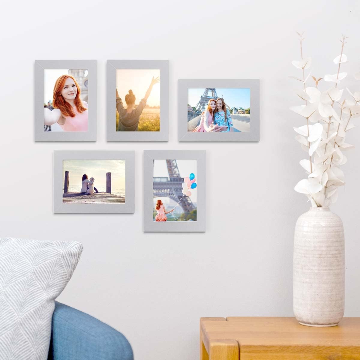 Photo Frame Set Modern Silver 5-Pack with Dimensions of 10×15 cm / 6 x ...