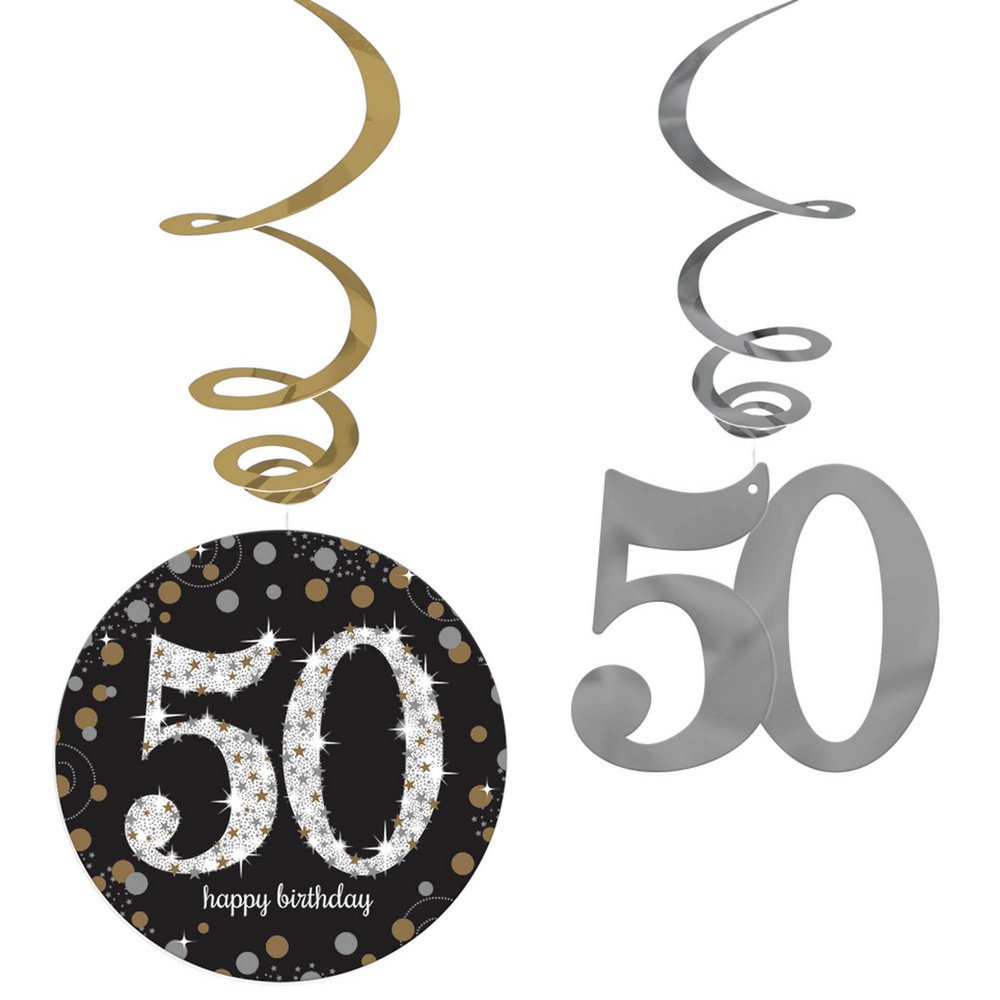 (PKT) Adult Gold Celebration 50th Swirl Decorations