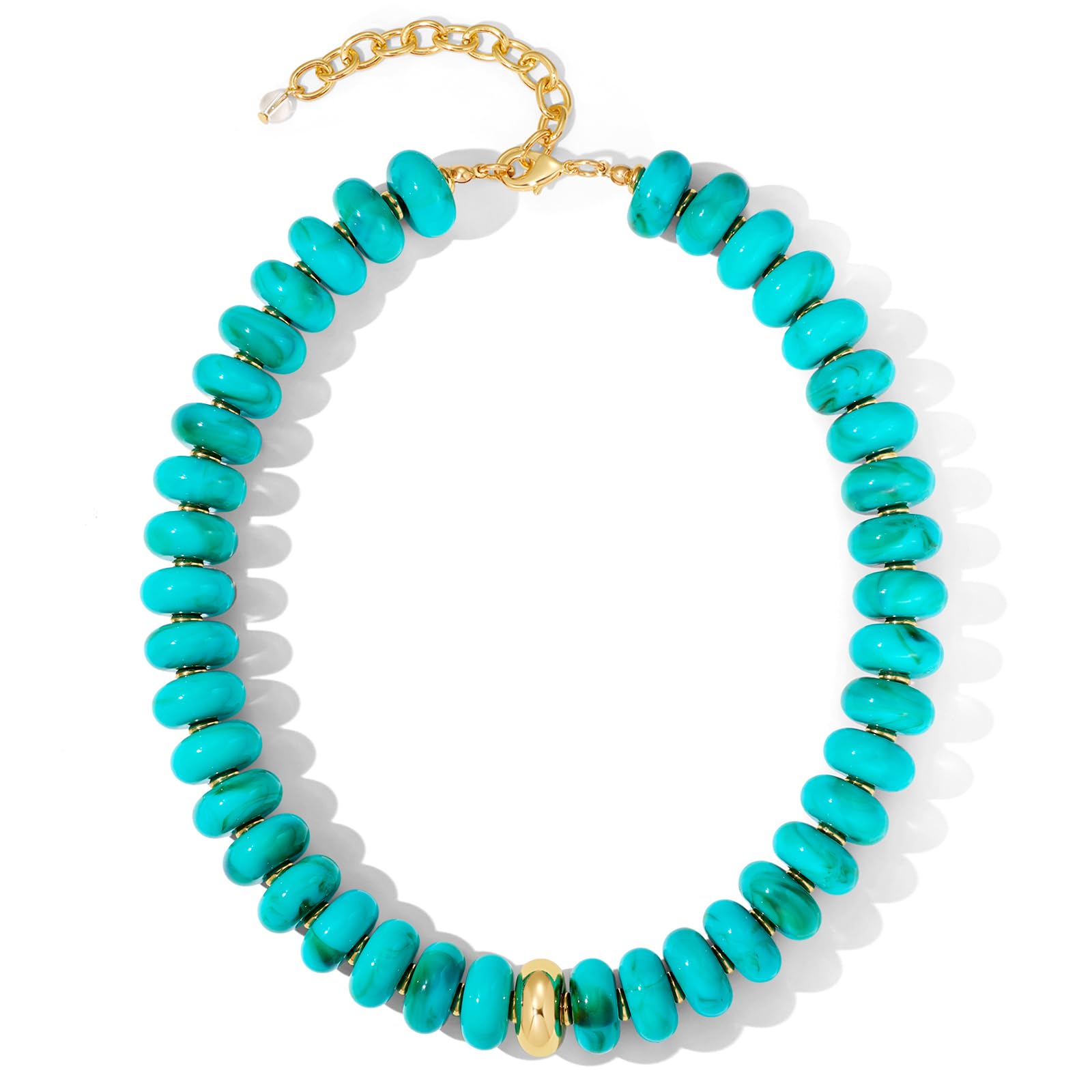 Mothers Day Gifts Chunky Beaded Choker Necklace for Women Statement Necklace with Gold Accent Adjustable Beach Summer Jewelry Trendy Boho Necklaces in Multiple Colors y2k Jewelry