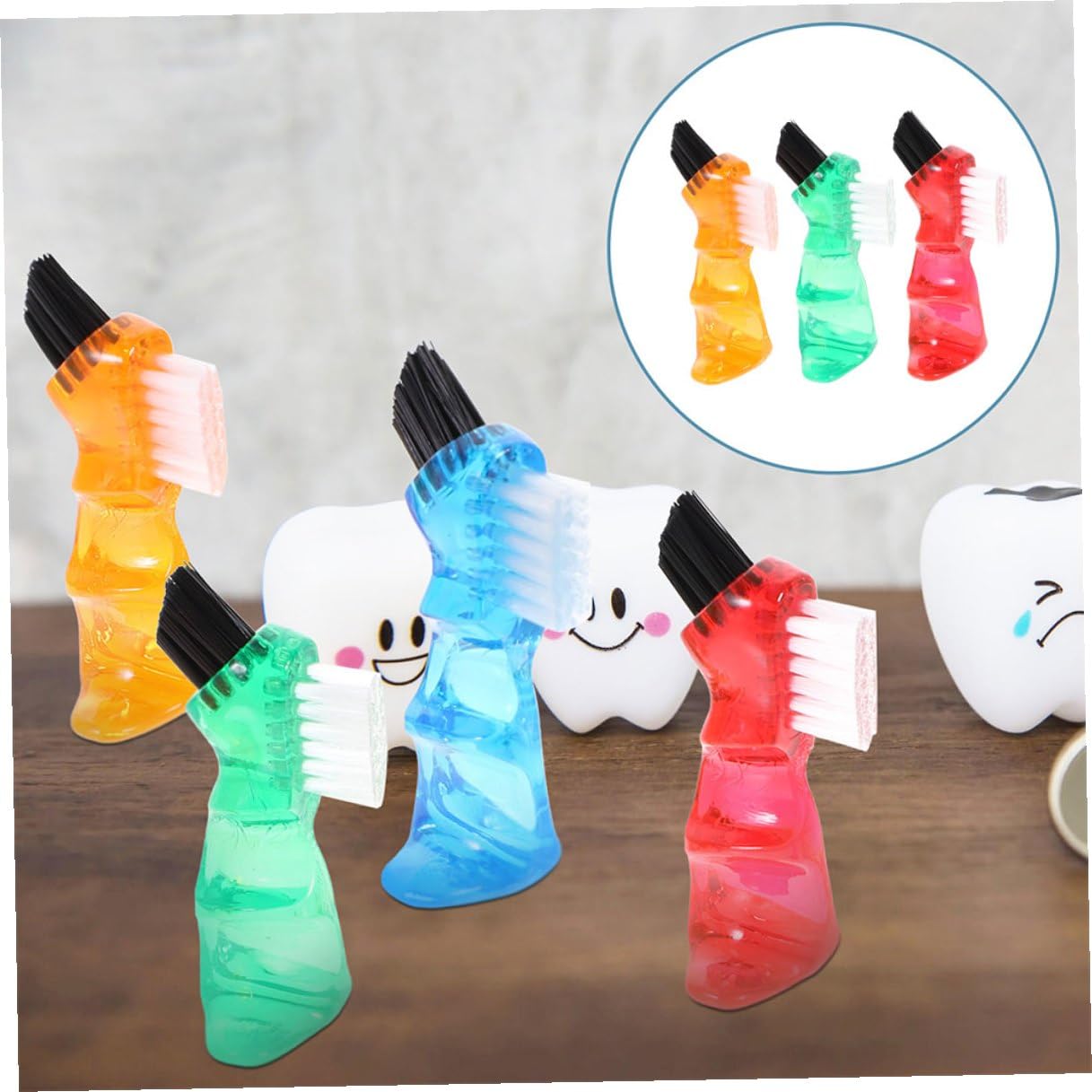 Spazzolino Pulisci Dentiera 3 Pezzi in Plastico Pp Mini Multiuso Resistente Deformazioni per Pulizia Denti e Bite Dentale Uso Quotidiano Domestico