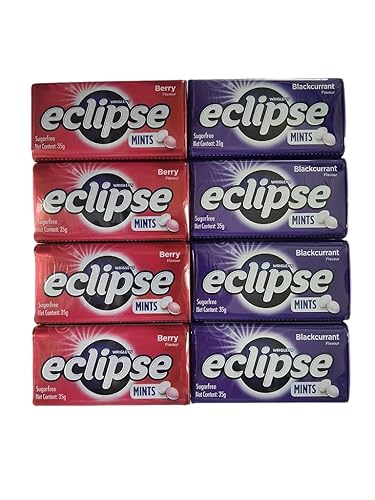 Lata de caramelo de menta afrutada sin azúcar, no derretida, 4 latas y 4 latas sabor grosella negra, 1.24 onzas por lata (paquete de 8 latas)