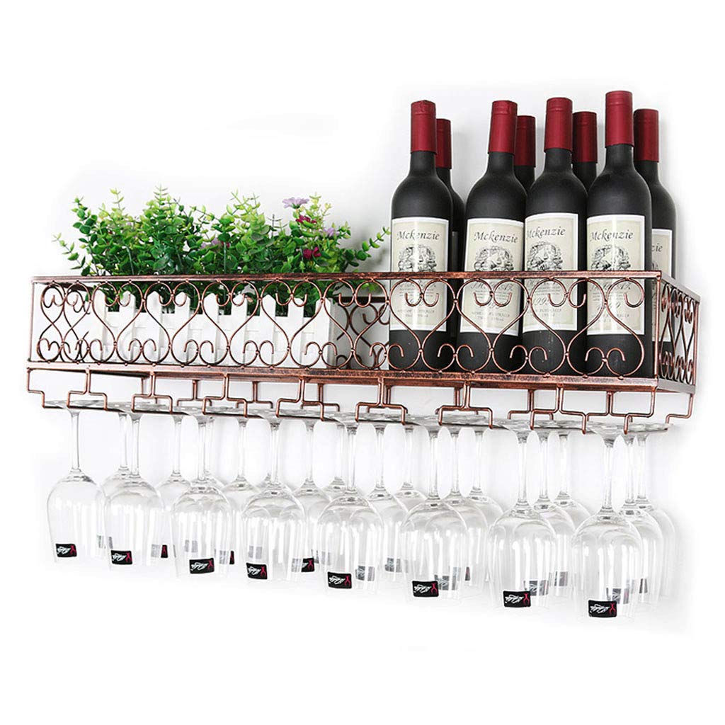 Étagère à vin murale suspendue JATIBOSH porte-bouteilles en métal bronze pour bar