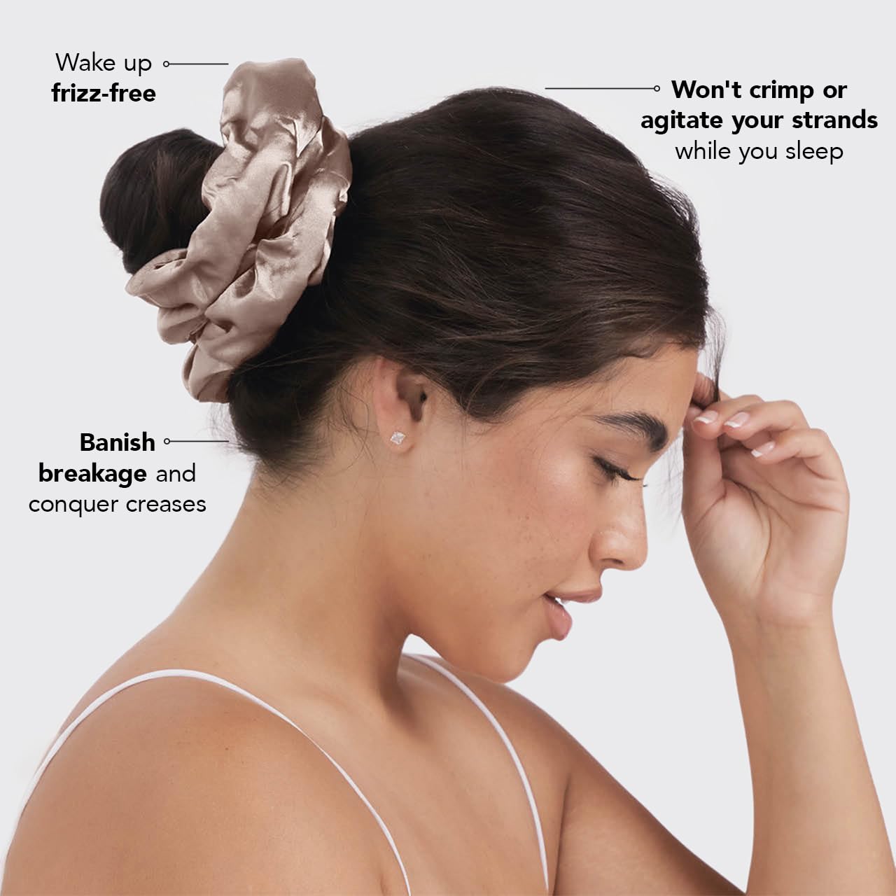 Kitsch Satin Sleep Mask - Eye Mask for Sleep, Sleeping Masks for Women and Men & Satin Scrunchies - No Crease Hair Ties for Girls, Perfect for Day or Night - 2 pcs, Charcoal and Gold
