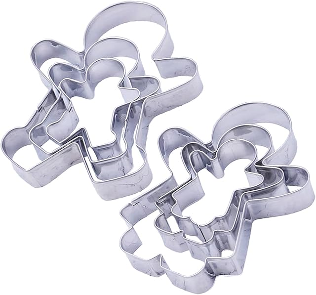 6 Pieces Gingerbread Man Cookie Cutters Set Stainless Steel Boy and Girl Biscuit Cutter Shapes for Baking Cake Pastry Holiday Decoration