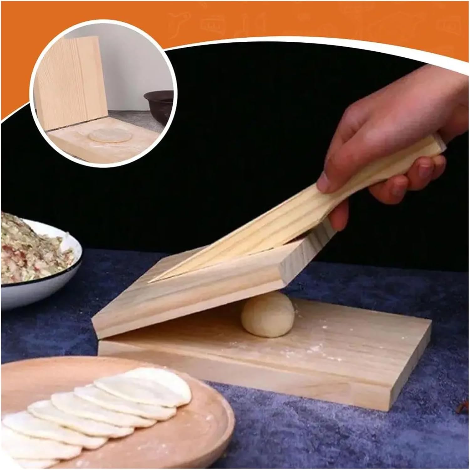 Wooden Dumpling Press Tool Manual Dough Maker for Dumplings Bun DIY Quick Device