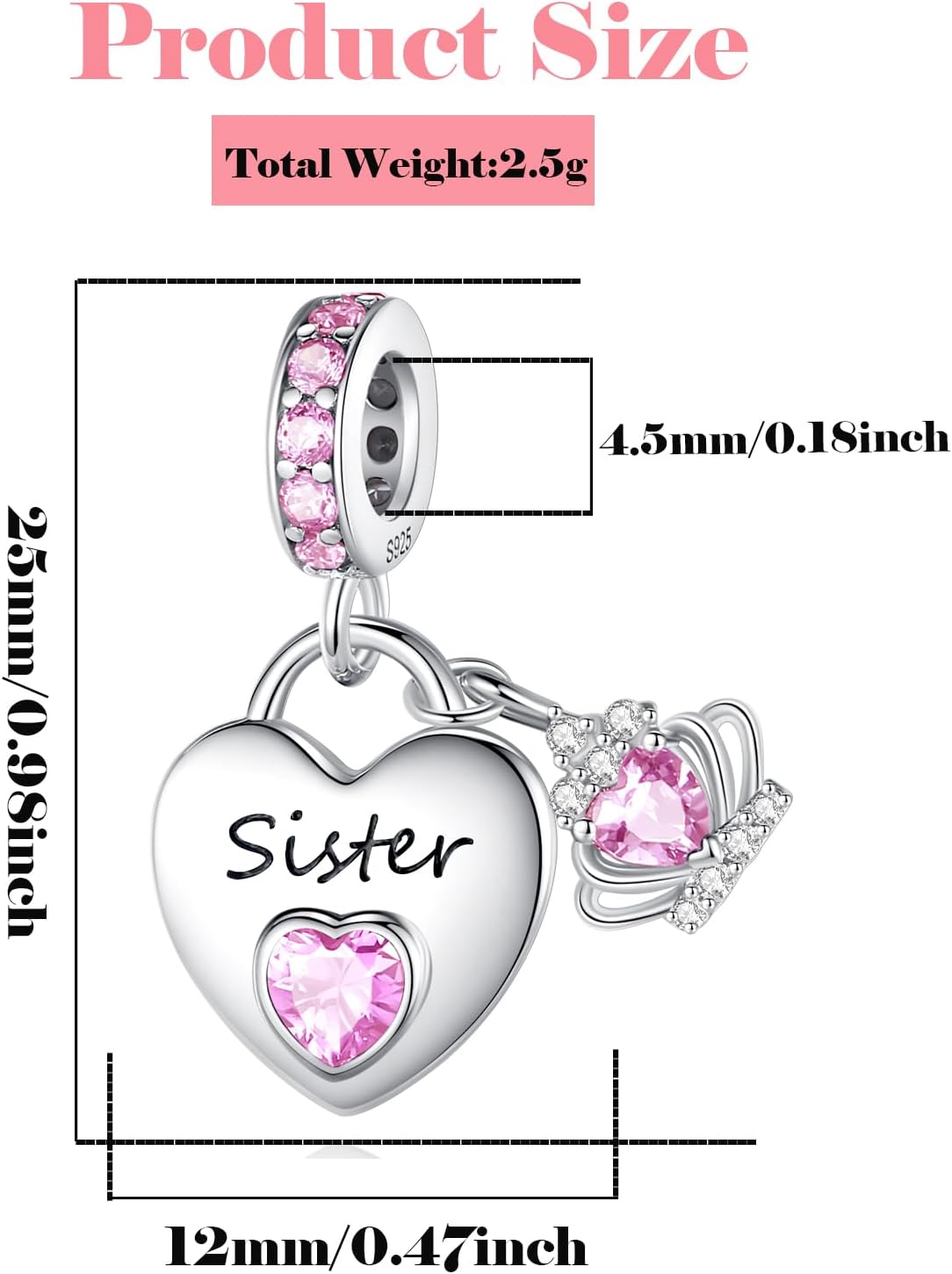 Family Charms for Charms Bracelet: 925 Sterling Silver Heart Dangle Charms for Bracelets and Necklaces, Birthday Mother's Day Christmas Jewelry Gifts For Women. - Image 7