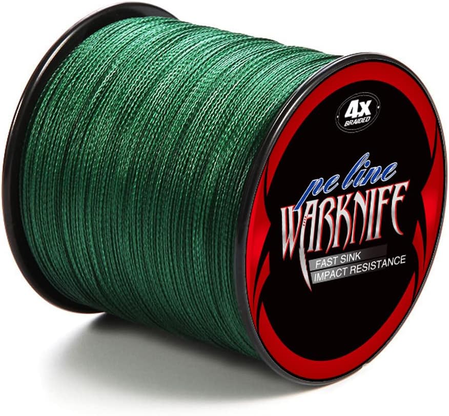 Warknife 4 Strands Braided Fishing Line, 100M-300M-500M-1000M/109/328/547/1093Yards 6LB-100LB Super Strong Wear-Resistant Tensile Strength Small Diameter Fishing Wire, Multiple Colors