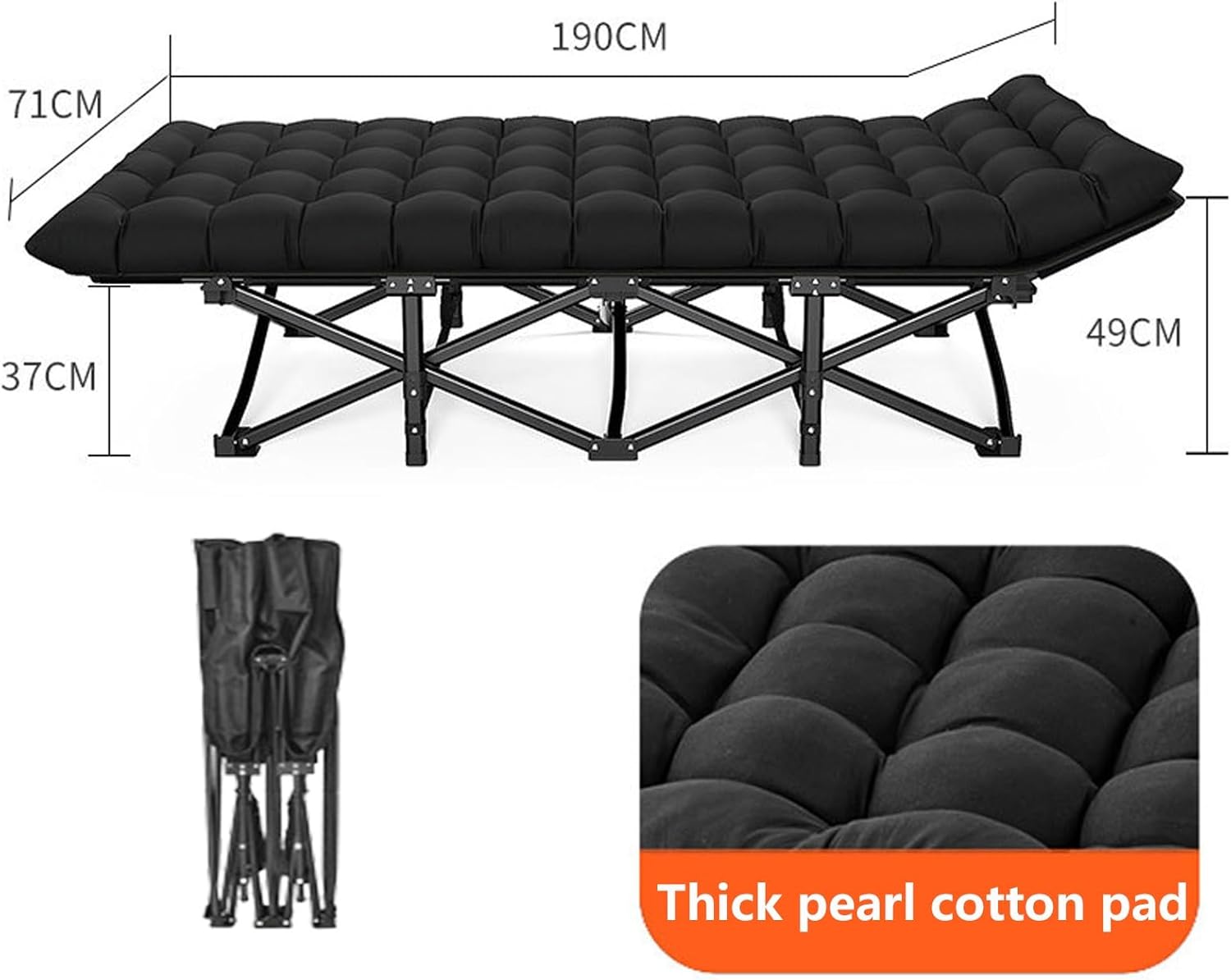 Folding Bed Cot with Mattress, Camping Cots for Sleeping Comfortable Guest Bed for Adults 600D Oxford Portable Folding Outdoor Cots for Office/Home Nap/Outdoor Travel(190 * 71