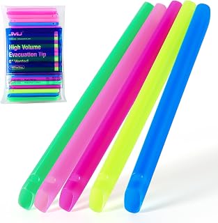 JMU High Volume Evacuator HVE Suction Tips 100pcs, Dental Disposable Vented Evacuation Aspirator Tips, Assorted Colors