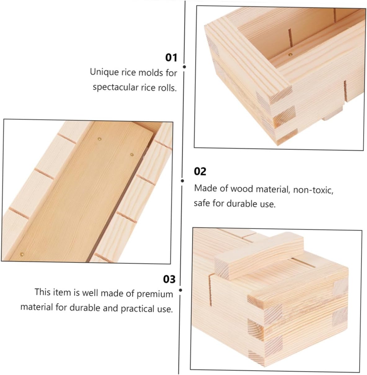 ABOOFAN 2pcs Wooden Sushi Press Mold for Making Non-stick Rice Roll Mold for Home and Restaurant Use Natural Tool for Creative