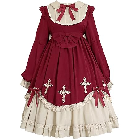 Amazon ロリータ ワンピース 長袖 ゴスロリ ゴシック コスプレ ゆめかわいい 森ガール 女の子 姫 ドレス 黒いロリィタ レトロ 中世紀 宮殿風 貴族風 花柄 フリル リボン Cosplay Lolita パーティー 学園祭 文化祭 イベント 演劇 仮装 赤 白 黒 Amazon ロリータ ワンピース 長袖 ゴスロリ ゴシック コスプレ ゆめかわいい 森ガール 女の子 姫 ドレス 黒いロリィタ レトロ 中世紀 宮殿風 貴族風 花柄 フリル リボン Cosplay Lolita パーティー 学園祭 文化祭 イベント 演劇 仮装 赤 白 黒