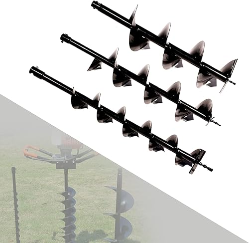 Miniatura 3 de DOONARCES Juego de brocas de taladro de tierra de 4, 6 y 8 pulgadas, 3 brocas para perforar agujeros para postes para barandillas de valla, granja,