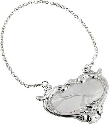 Etiqueta del nombre del decantador de la botella de licor de vino ovalada grabable de plata esterlina