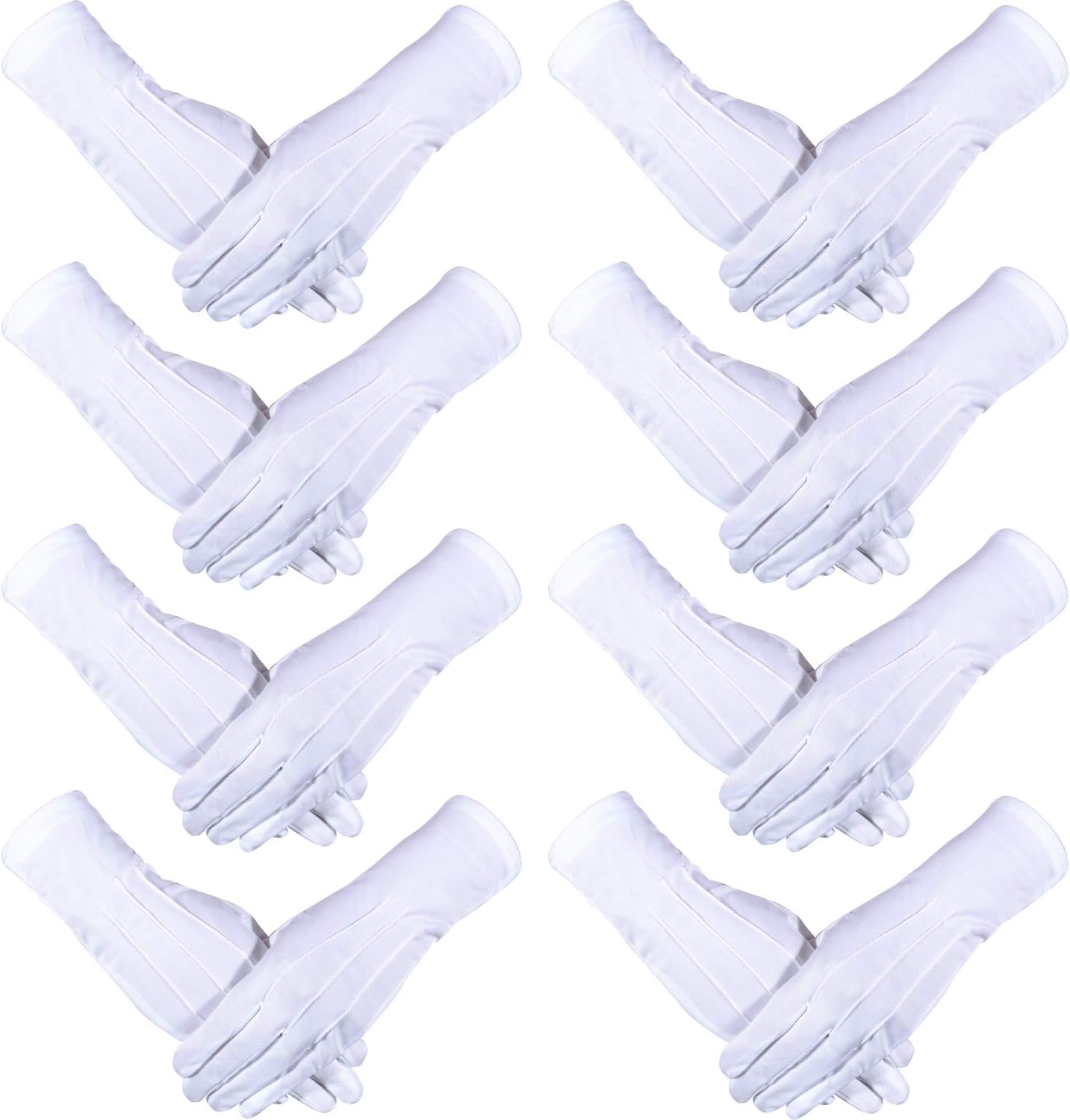 8 Pairs Cotton Gloves for Women Men Uniform Parade Costume Gloves for Formal Tuxedo Honor Guard Jewelry Inspection