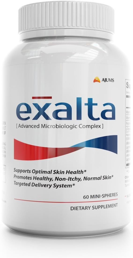 Exalta Eczema Relief, #1 Advanced Probiotic Formula Pill, Immediate & Lasting Relief, Patented Delivery System, Dermatologist Recommended. 60 Mini-Spheres