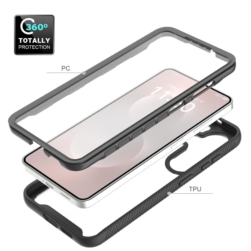 Generic Funda compatible con Samsung Galaxy S25 Ultra (color: rojo) a prueba de golpes, transparente, funda de silicona rígida con protector de pantalla integrado