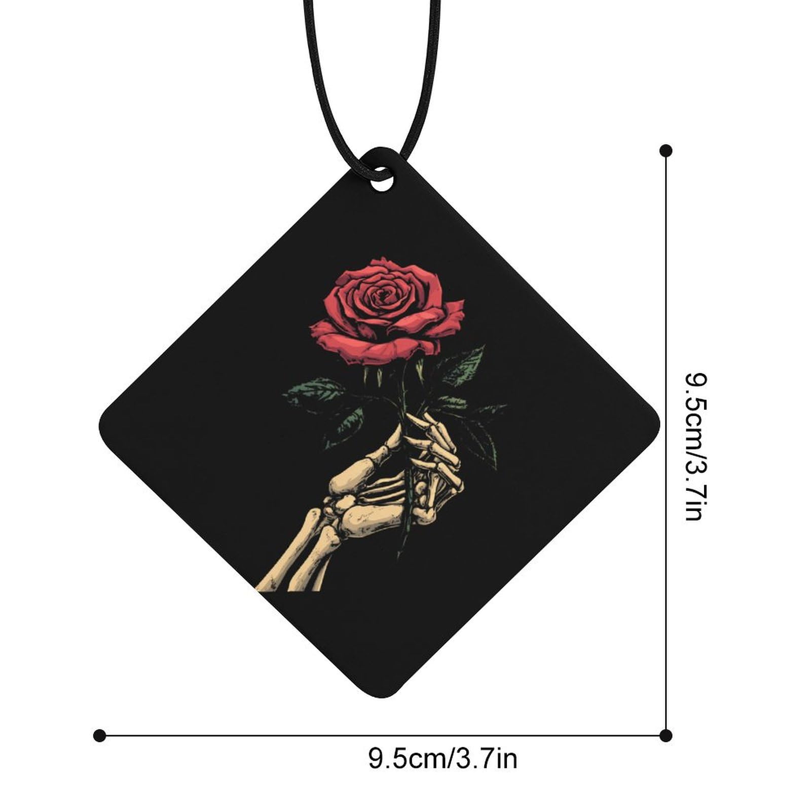 Skeleton Hand Holding Rose Car Air Freshener Hanging Aromatherapy Tablets for Car Accessories Rhombus