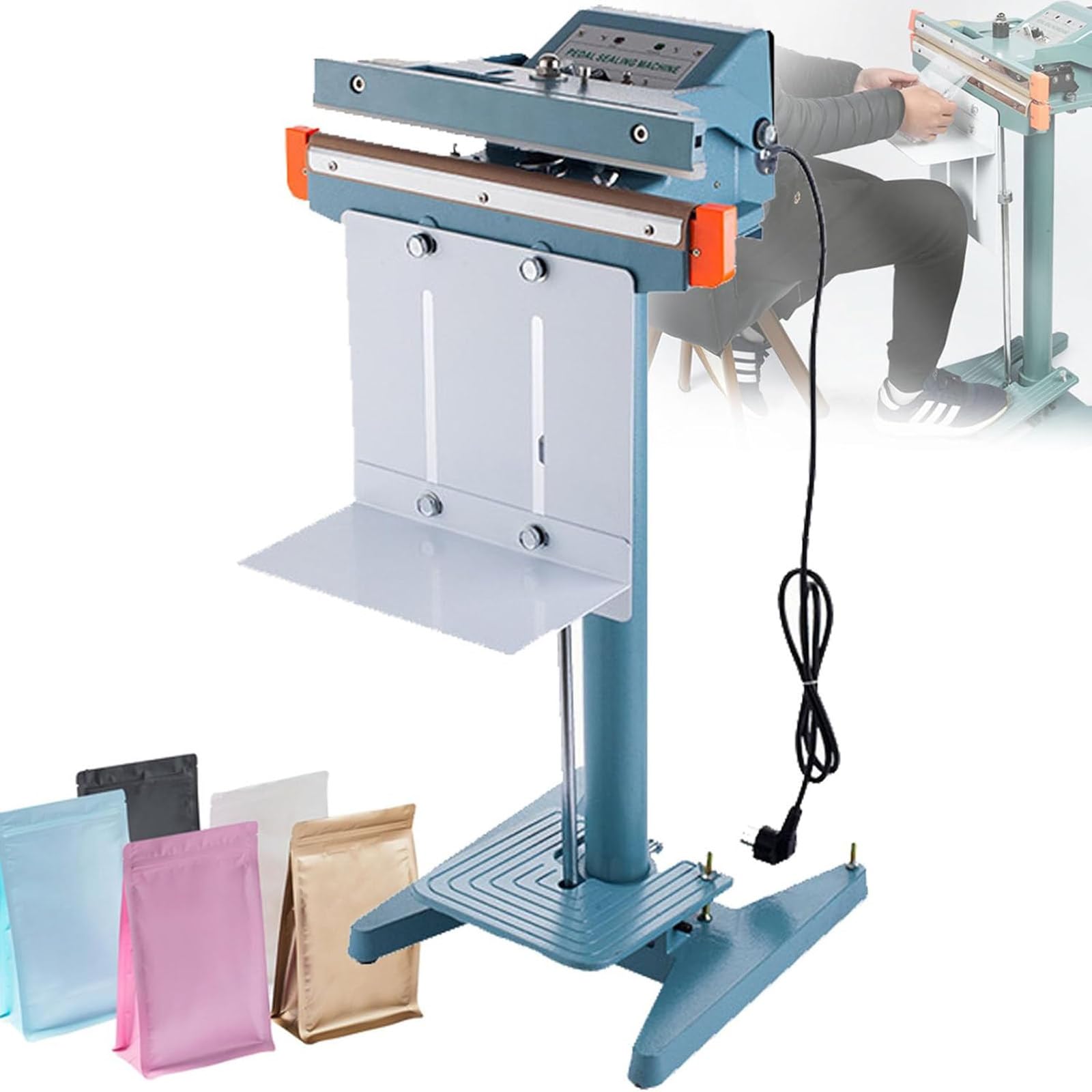 Sigillatrice A Impulsi A Pedale con Taglierina, Sigillatrice per Sacchetti di Plastica con Chiusura A Caldo da 350/450/650/800 Mm, Macchina da Taglio, Ideale per Uso Indu-800mm-Singleheating