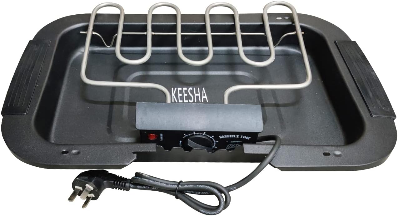 KEESHA Barbecue Grill with Baking Tray and Grate BBQ Smokeless Grill Indoor Adjustable Temperature Control