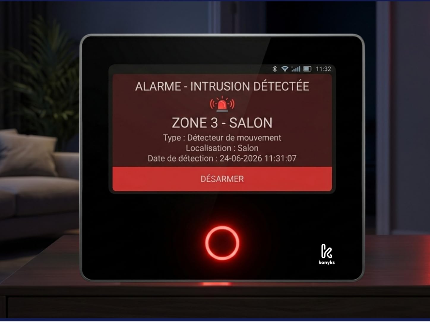 Konyks Alarmanlage mit Touchscreen, 4,3 Zoll, WLAN und 4G, kompatibel mit Alexa und Google Home, Kamera 3 MP, integrierte Sirene, 21,6 x 16,7 x 7 cm, 880 g