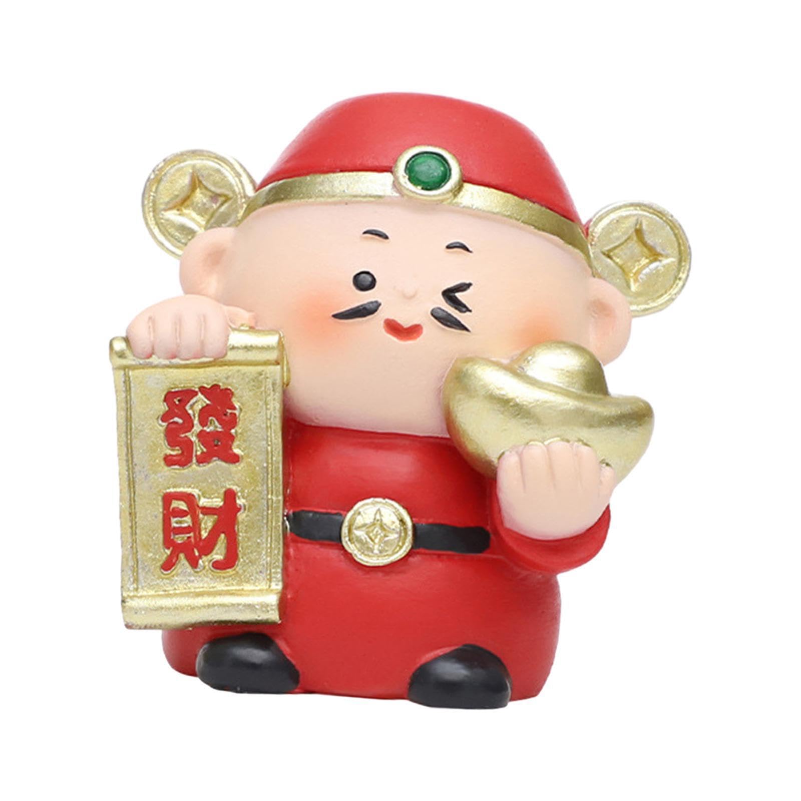 TWISAXC Mini Sculptures And Decorative Sculpture Props Adorable God Of Wealth Desktop Ornaments God Of Wealth Ornament Resin Desktop Decoration Living Rooms, Style C