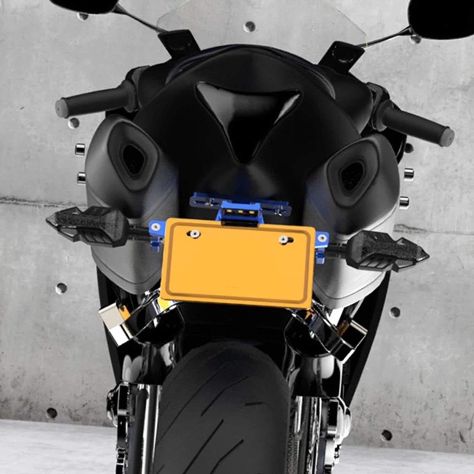 Shkalacar Supporto Targa Moto con Luci a LED Portatarga in Lega di Alluminio Universale Nero