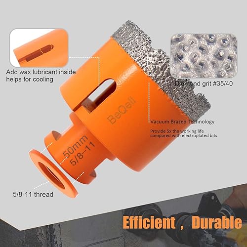 Miniatura 5 de BeQell - Juego de brocas con núcleo de diamante, para azulejos de porcelana, cerámica, mármol, ladrillo, piedra de granito, 202535503.937 in+0.787