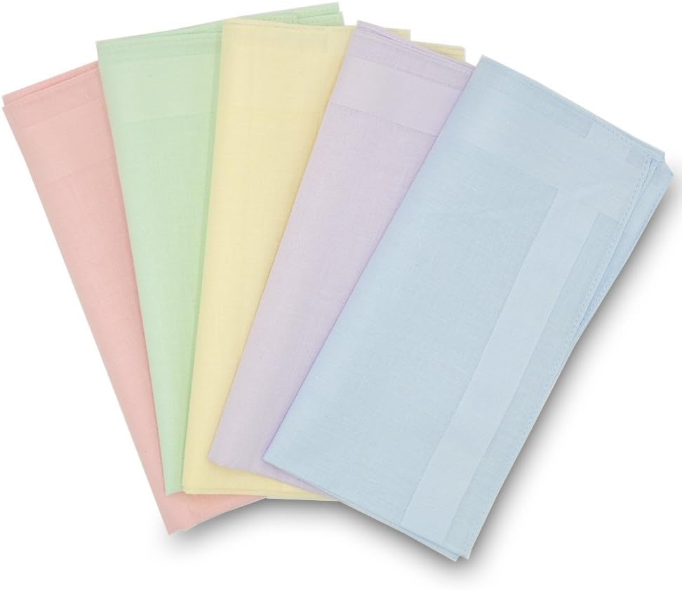 GB Women's 100% Cotton Handkerchiefs Assorted with Wavy Edge and Print Floral