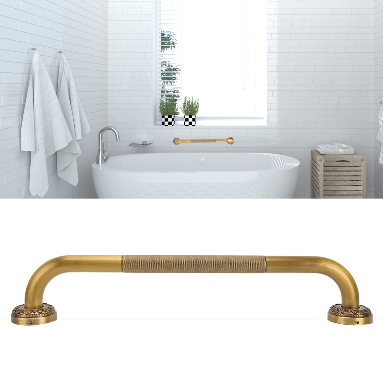 Maniglioni Antiscivolo 42 Cm Maniglioni Bagno per Anziani e Bambini Maniglia Maniglione Rame Antiscivolo per Bagno Vasca Doccia Colore Bronzo