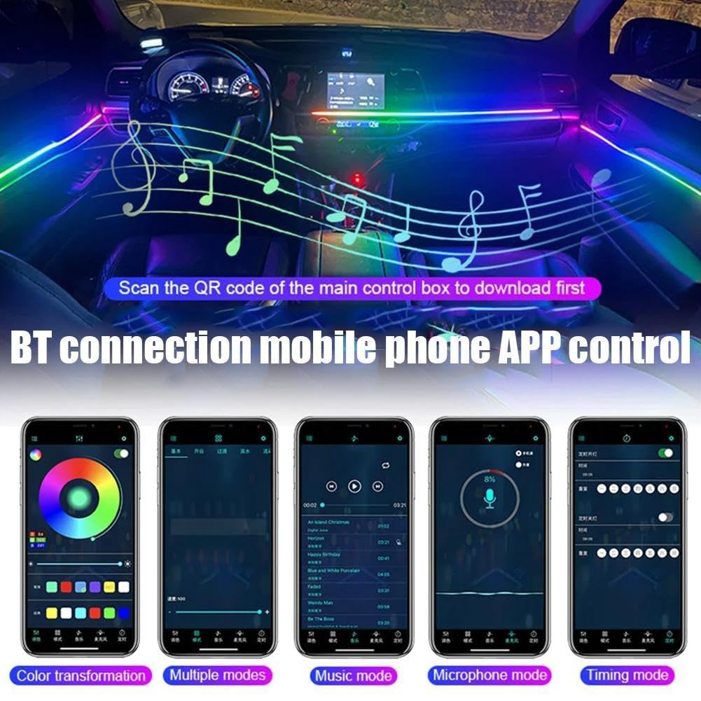 Luci ambientali per auto universali, RGB, luci interne per auto in acrilico, luci arcobaleno, decorazione per auto