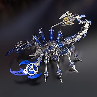 UpGLeuch Colorful 3D Metal Puzzles for Adults Scorpion Metal Model Kits, DIY Building Toy 3D Metal Scorpion Model with Tool, Stainless Steel Desktop Toy Gifts for Adults (Blue)