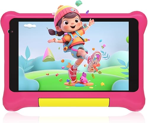 Tablet infantil de 7 pulgadas para niños Android 12 con funda, WiFi, Bluetooth, modo de control parental, cámara dual, protección ocular, tableta de
