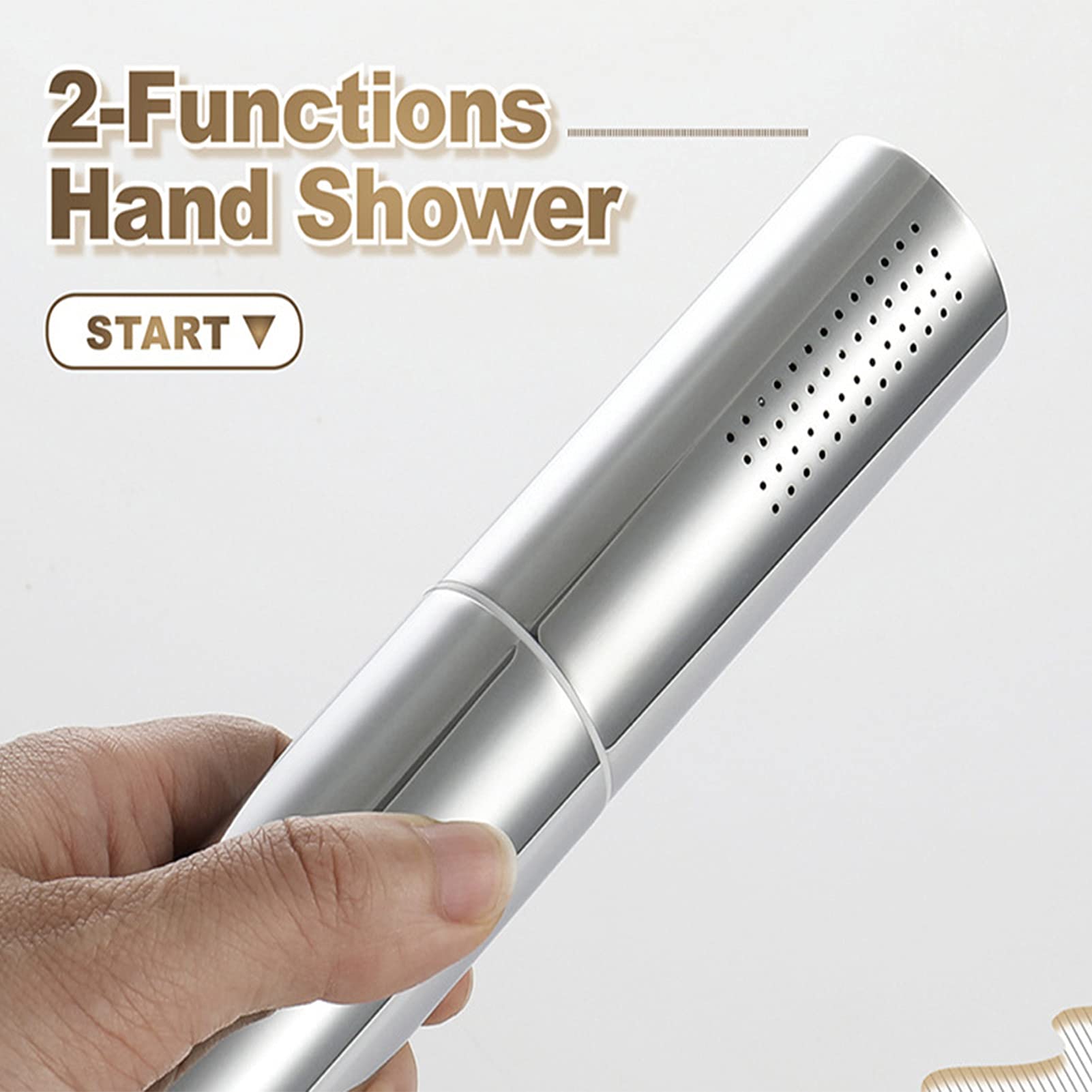 Cabezal de Ducha de Alta presión, Conjunto de Ducha de Mano, 2 Modos, con Soporte de Ducha, Manguera,Chrome Plated 3 pcs Set