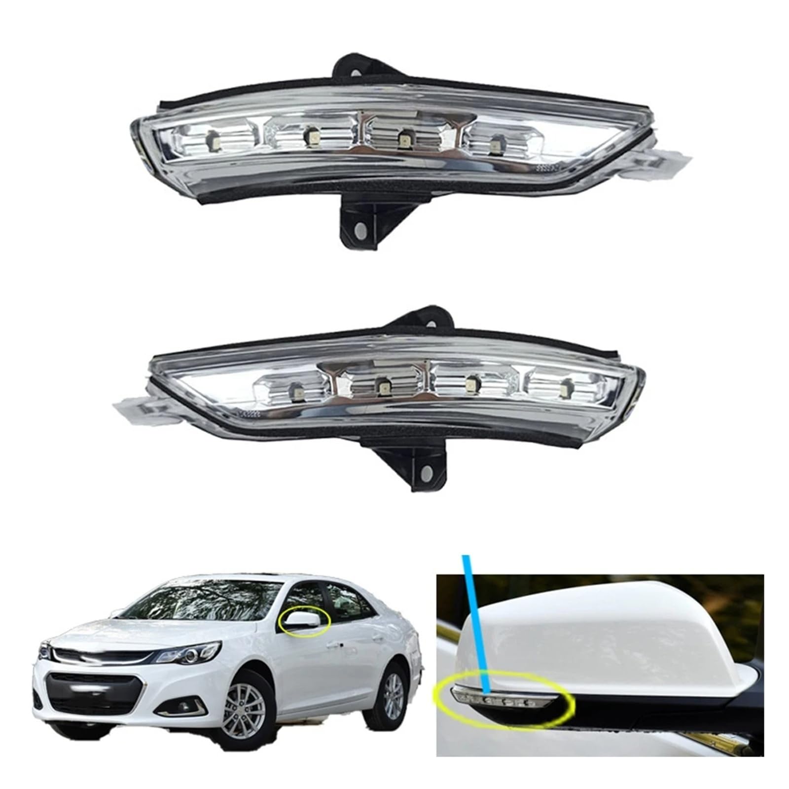 Indicador Espejo Lateral Luz LED Señal Giro Espejo Lateral Izquierda/derecha Luces Intermitentes Espejo Retrovisor Ala Puerta Para Chevrolet Para Malibu 2012 2013 2014-2018 Luz Giro Retrovisor