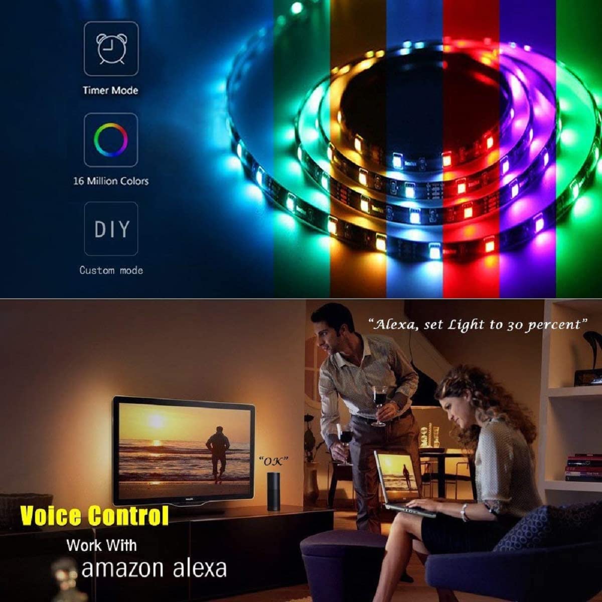 Kit de Tiras LED Inteligentes + Funciones Musicales - R5149 - WOOX