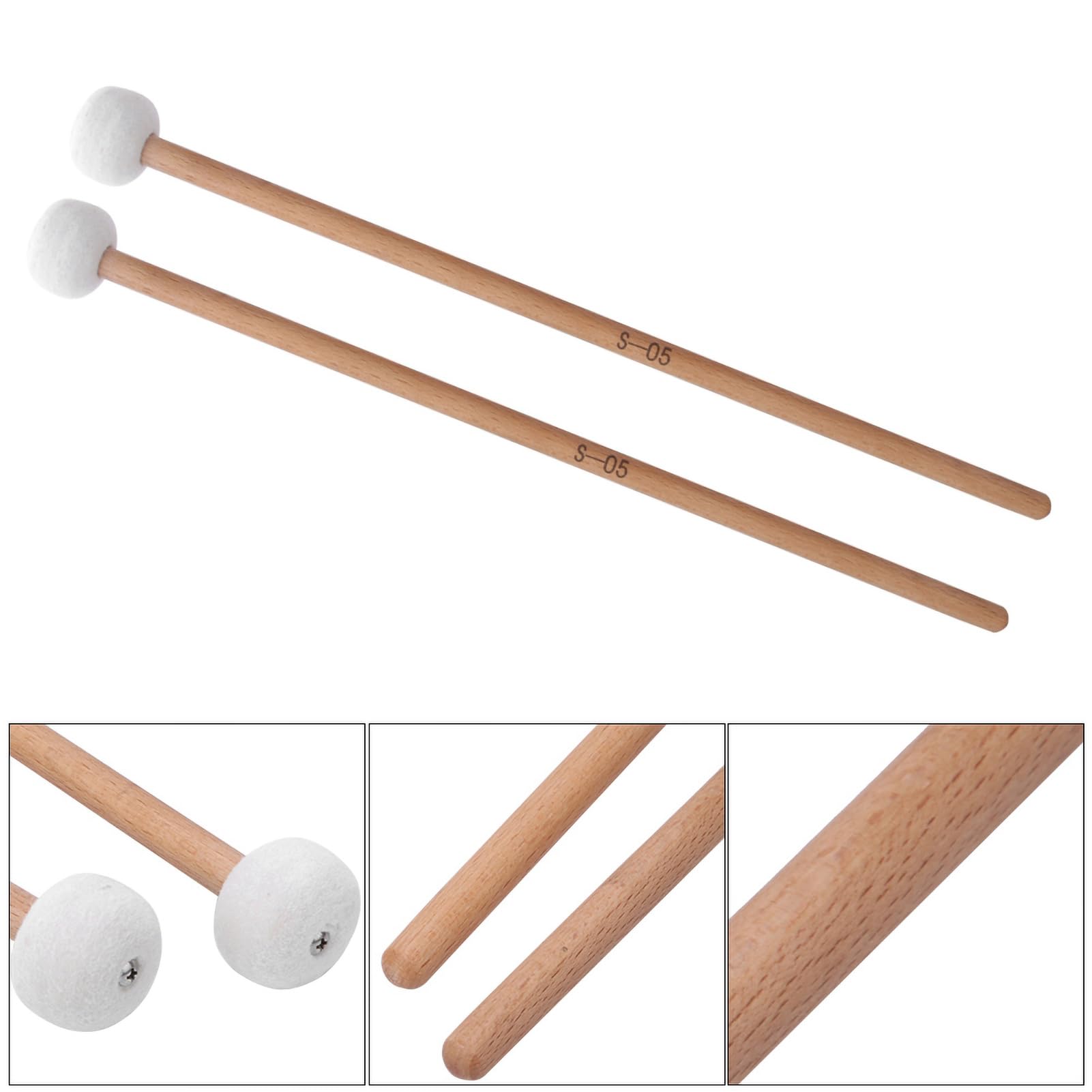 Drum Mallets Sticks 2Pet Mallet Percussion Drum Mallet Hammer fieltro blanco Timpani - Accesorios para instrumentos musicales