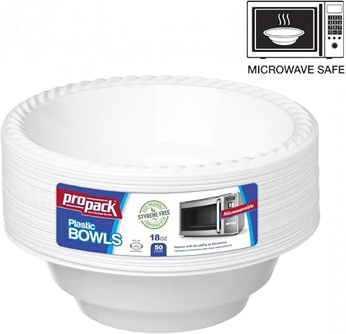 Miniatura 4 de ProPack - 100 cuencos desechables de plástico blanco de 18 onzas ideales para bodas hogar oficina escuela fiesta picnic comida rápida al aire libre