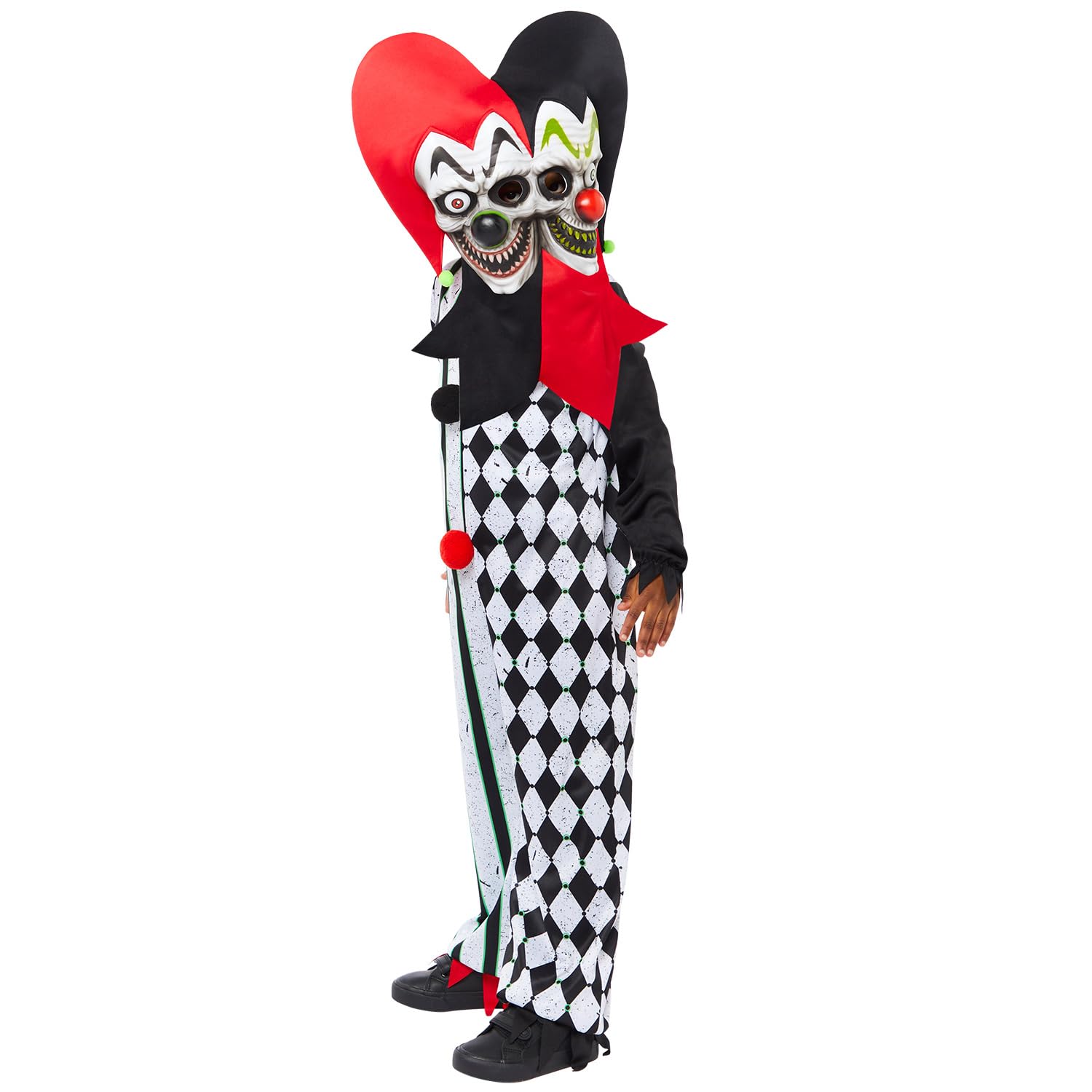 amscan Chłopięcy kostium Halloween dwulicowy błazen klaun fantazyjny strój Uniseks - dzieci Boys Halloween Two Faced Jester Clown Fancy Dress Costume