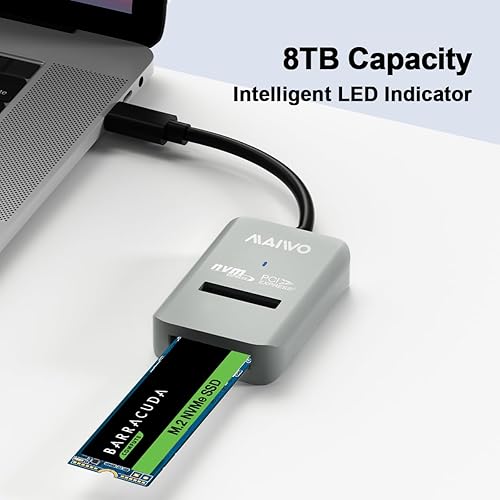 Miniatura 4 de MAIWO Estación de acoplamiento M.2 NVMe SSD, adaptador M.2 NVMe a USB, USB3.2 GEN2x1 velocidad de 10 Gbps con ajuste UASP, capacidad de 4 TB