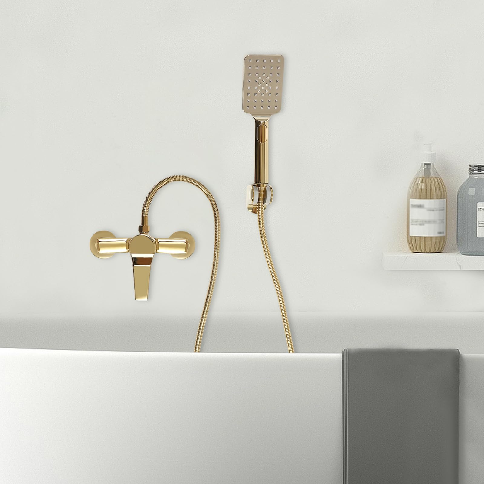 Colonne De Douche Avec Mélangeur Thermostatique Ensemble De Douche À Pluie Mural Douche À La Main Mode Chaud Et Froid Mode Double Sortie D'eau Convient Pour Salle De Bains Avec Douche Familiale Hôtel