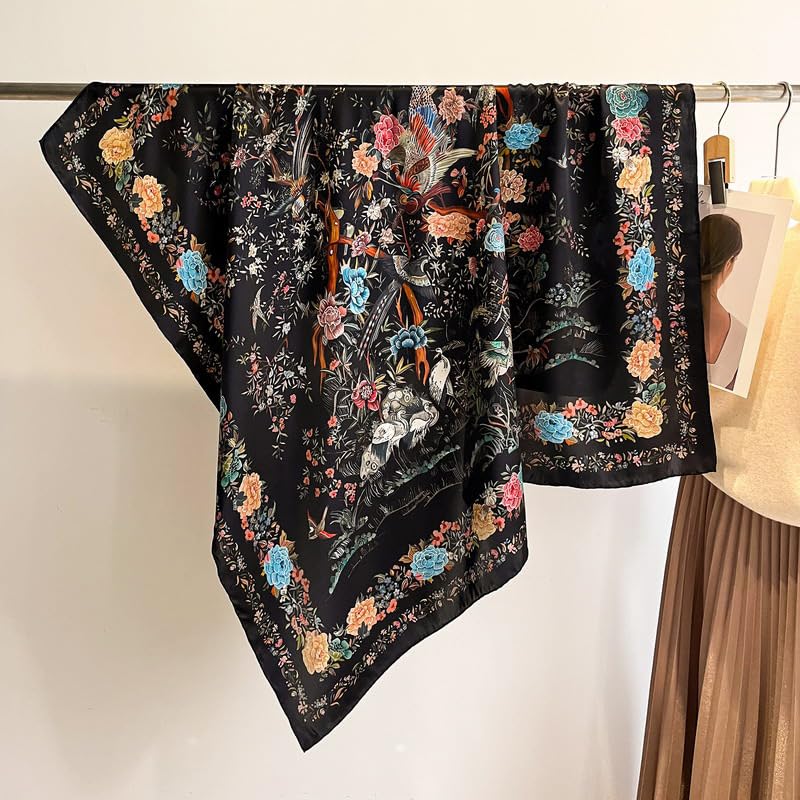 100% Pure Mulberry Silk Scarf 43”*43” Large Square Lightweight Headscarf Women’s Hair Wraps Shawls with Gift Packed4