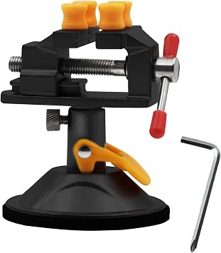 Drill Press Vise - Work Clamp, Bench Holder | Adjustable Suction Base Vice for Drilling Carving Cutting Metal Wood Tools, 360 Rotation Table Mount dly Workshop Garage Machinery Fixture Stand