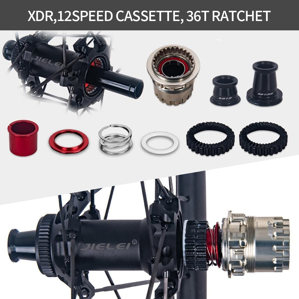 700c Set Di Ruote Per Bici Da Strada 6560mm Cerchio In Carbonio Ruota Tubeless Ready Perno Passante Center Lock, Cricchetto 36T, Cuscinetti In Ceramica, HG/XDR