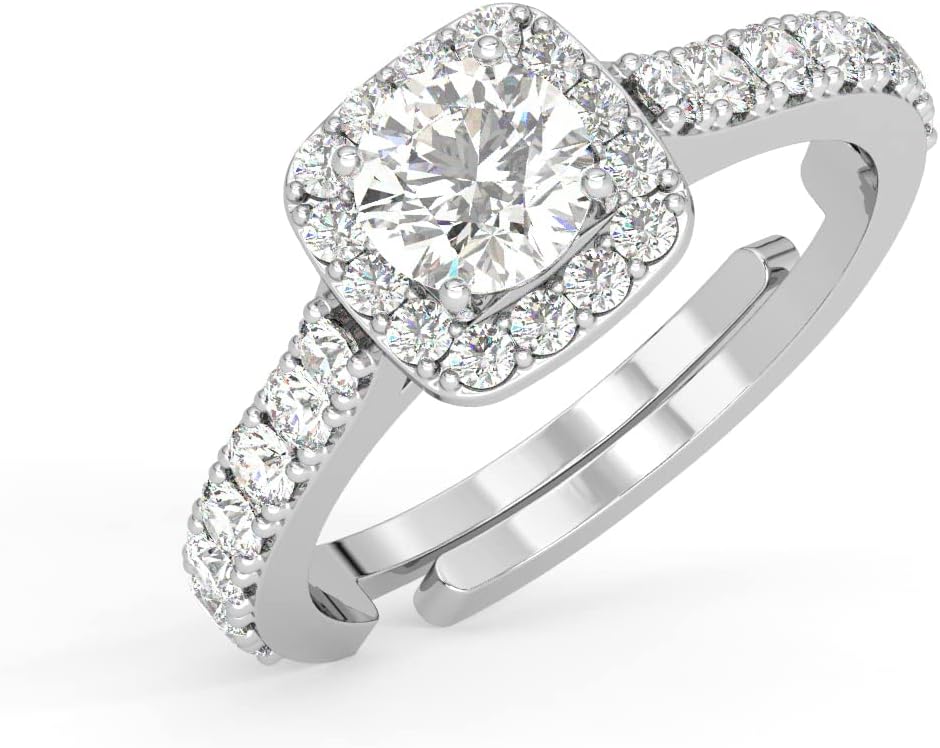 ClaraPure 925 Sterling Silver Classic Solitaire Finger Ring with Adjustable Band | Gift for Women Girls Wife Girlfriend | Multiple Design Options