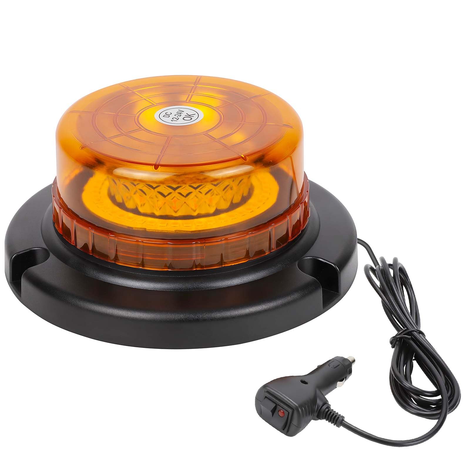 MIRUNNY Led Beacon Lights 12V-24V Amber Strobe Warning Light, 48 LED Rooftop Safety Flashing Emergency Lights with Magnetic for Cars Trucks Vehicle(