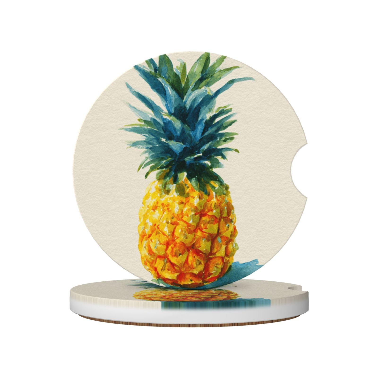 Yellow Pine Watercolor Ceramic Coasters,2pcs