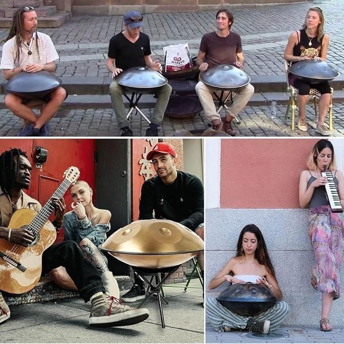 Handpan - Tamburo D Minor Kurd 9/10/12 Note in acciaio per prestazioni professionali, 432 Hz/440 Hz, adatto per musicisti e principianti