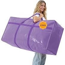 4 Pack Extra Large Moving Bags Heavy Duty, Lavender Storage Totes